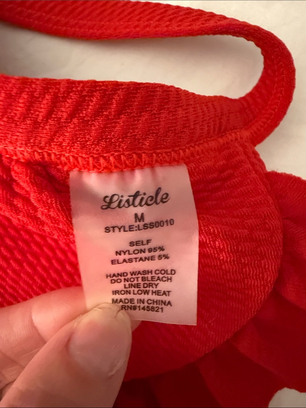 Listicle Red Ruffle Triangle Bikini Set | Size Medium - Picture 4 of 6